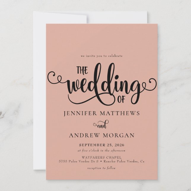 Invitation Script romantique | Calligraphie Mariage Invitatio (Devant)