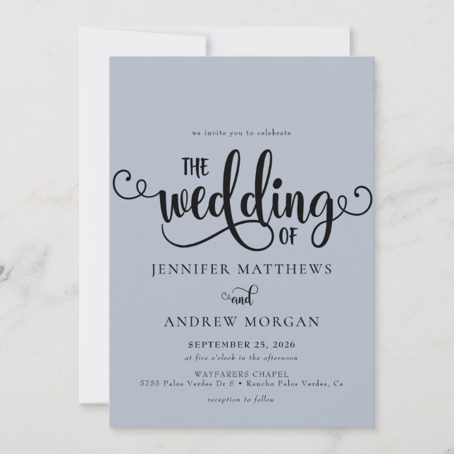 Invitation Script romantique | Calligraphie Mariage Invitatio (Devant)