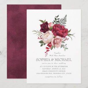 Invitation Script Rose floral peint à la main