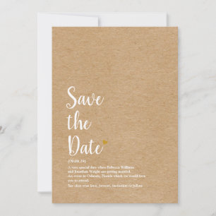 Invitation Script Rustic Gold Heart Enregistrer la définition