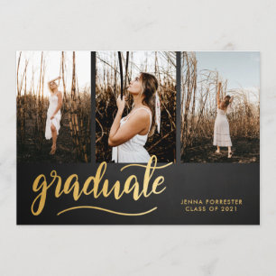 Invitation Script Rustic Graduate de Chalkboard  Collage phot