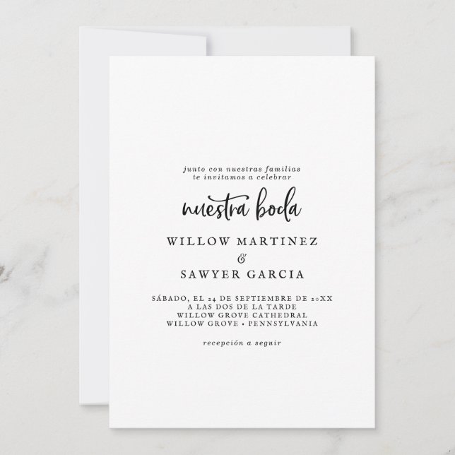 Invitation Script rustique espagnol Nuestra Boda (Devant)