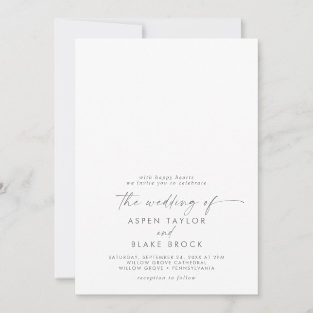 Invitation Script Silver moderne Concevez votre propre Mariag (Devant)