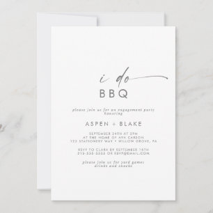 Invitation Script Silver moderne Je fais BBQ Engagement Party