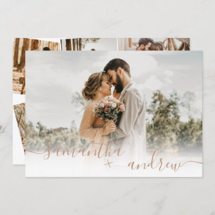 Invitation Script simple en terre cuite 5 photos mariage