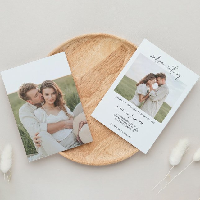 Invitation Script simple et élégant avec Mariage photo (Créateur téléchargé)