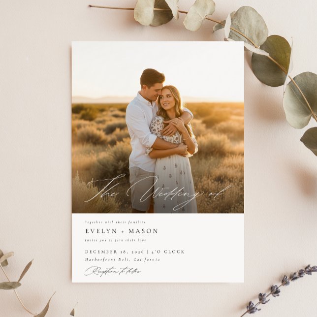 Invitation Script simple et élégant QR Code photo Mariage bud (Créateur téléchargé)