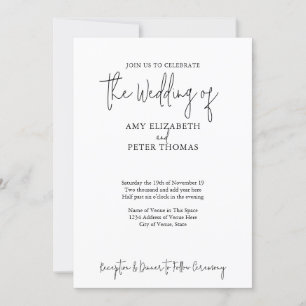 Invitation Script simple et minimaliste - Code QR - Mariage B