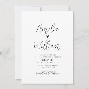 Invitation script simple tout en un seul mariage de code QR