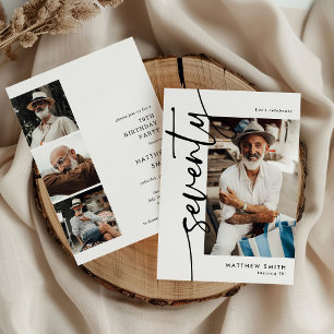 Invitation Script Soixante-Dix 4 Collage de Photos 70e Annive