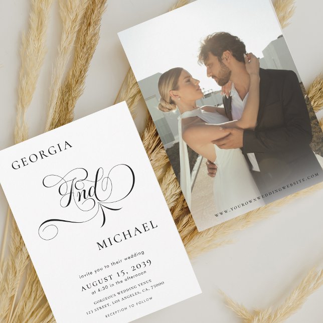 Invitation Script sophistiqué Mariage photo minimal moderne (Créateur téléchargé)