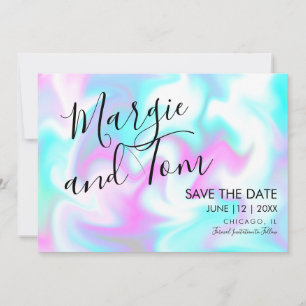 Invitation Script super Swirls Enregistrer la date Rose Bleu