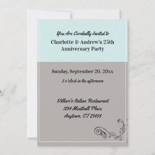 Invitation Script Texte bleu gris fête anniversaire
