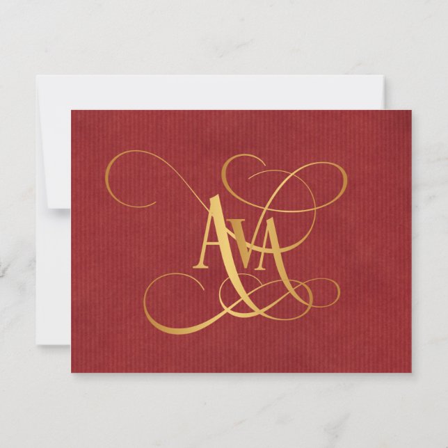 Invitation Script Tourbillonnant personnalisé Ava Gold sur ro (Dos)