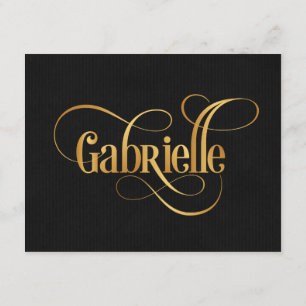 Invitation Script Tourbillonnant personnalisé Gabrielle Gold 