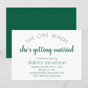 Invitation Script vert simple   Une Où Elle Se Marie