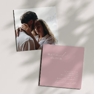 Invitation Script Whimsical   Carré photo Rose Dusty Mariage