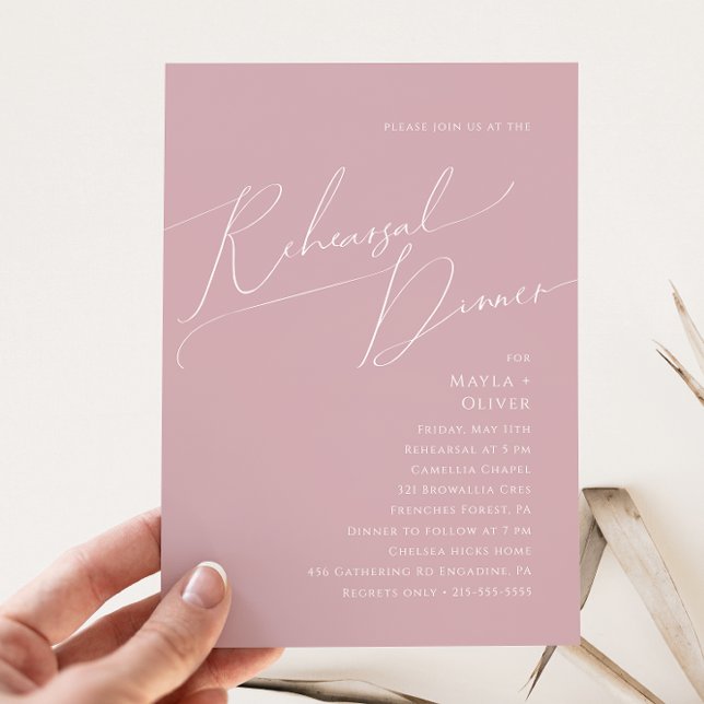 Invitation Script Whimsical | Dîner de répétition Rose Dusty (Créateur téléchargé)