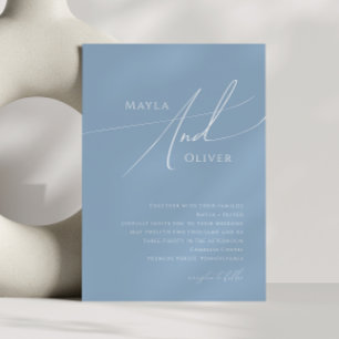 Invitation Script Whimsical Dusty Blue Mariage