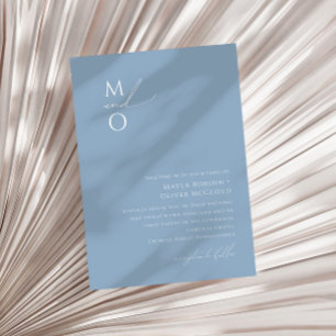 Invitation Script Whimsical   Dusty Blue Monogram Mariage