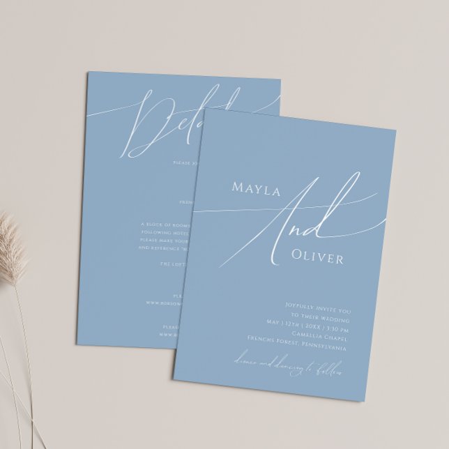 Invitation Script Whimsical | Dusty Blue Tout en un Mariage (Créateur téléchargé)