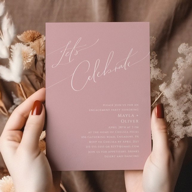 Invitation Script Whimsical | Dusty Rose Célébrons (Créateur téléchargé)