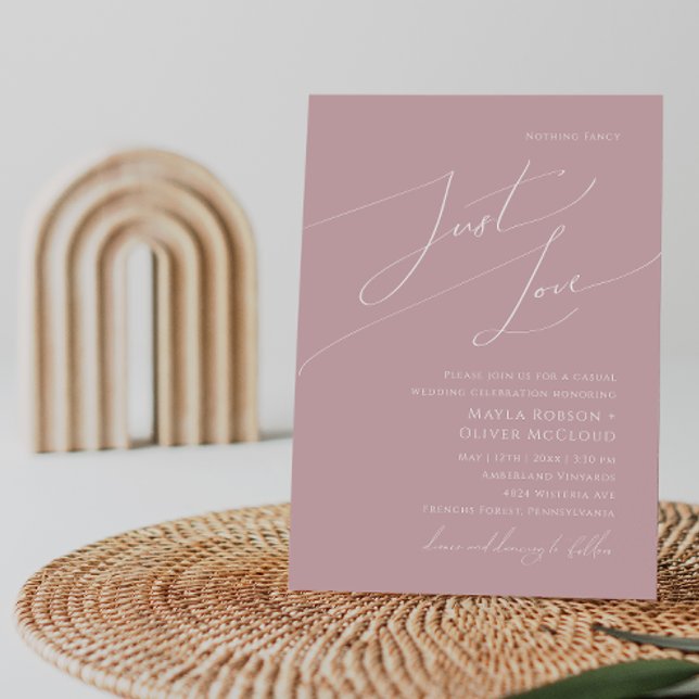 Invitation Script Whimsical | Dusty Rose Just Love Mariage (Créateur téléchargé)
