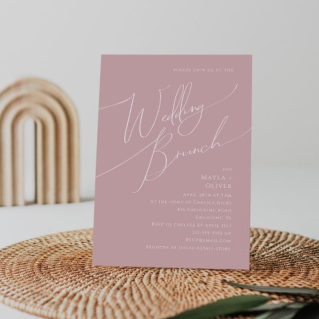 Invitation Script Whimsical | Dusty Rose Mariage Brunch (Créateur téléchargé)
