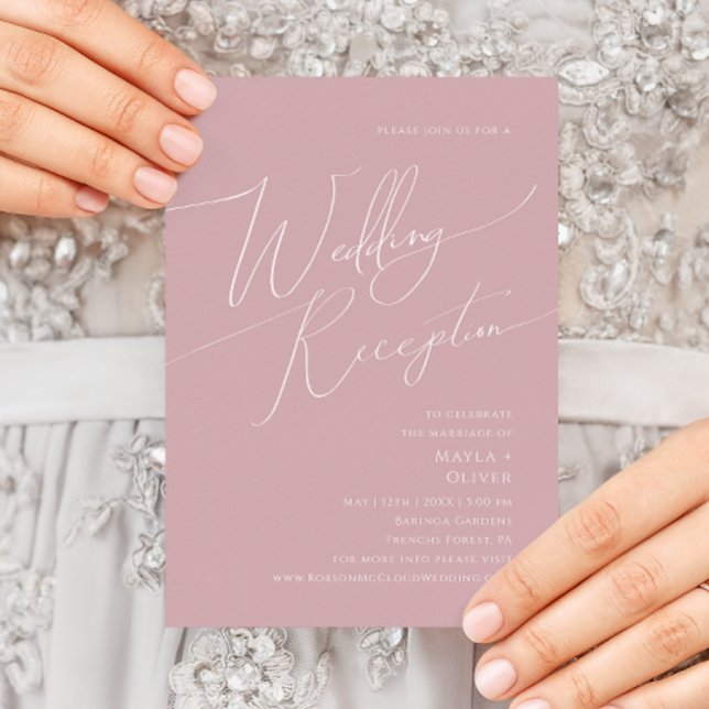 Invitation Script Whimsical | Dusty Rose Mariage Réception (Créateur téléchargé)