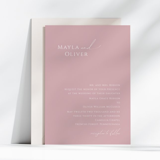 Invitation Script Whimsical | Dusty Rose Mariage traditionnel (Créateur téléchargé)