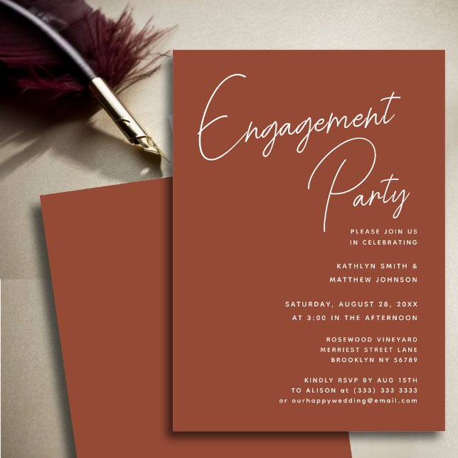Invitation Script Whimsical en terre cuite Partie d'engagemen (Créateur téléchargé)