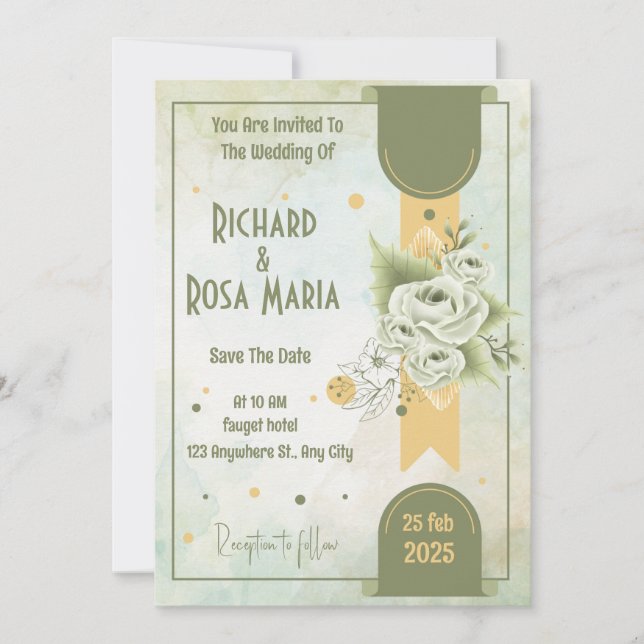 Invitation Script Whimsical | Mariage Décontracté Sage Green (Devant)