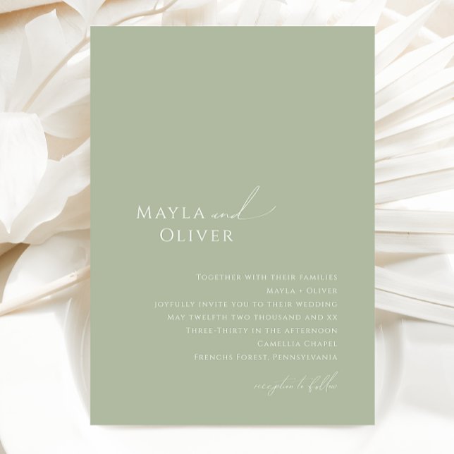 Invitation Script Whimsical | Mariage photo Sage Monogram (Créateur téléchargé)