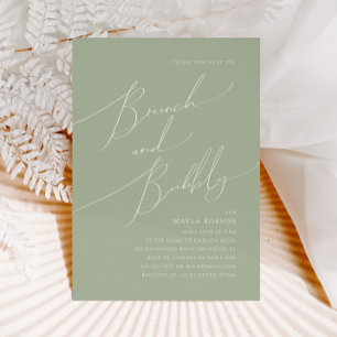 Invitation Script Whimsical Sage Green Brunch et Bubbly