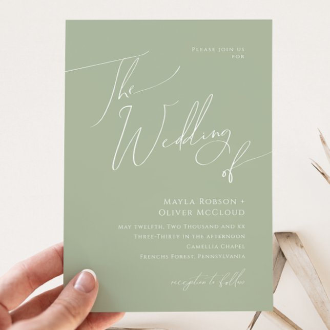 Invitation Script Whimsical | Sage Green Le Mariage de (Créateur téléchargé)