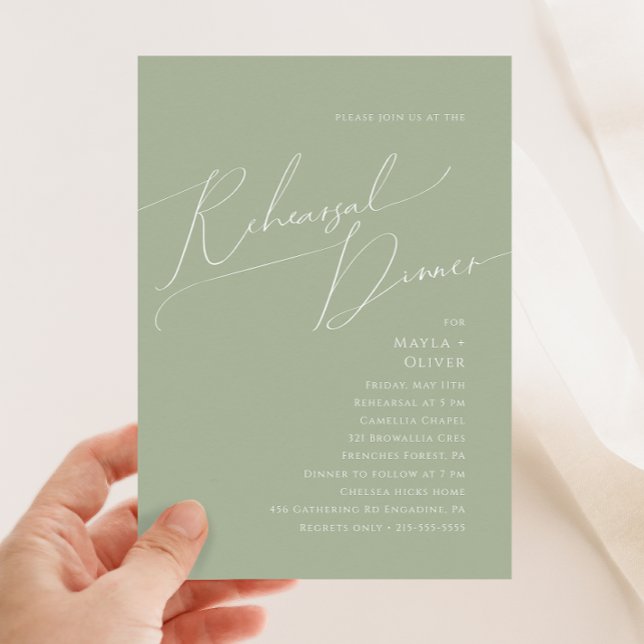 Invitation Script Whimsical | Soirée de répétition verte Sage (Créateur téléchargé)