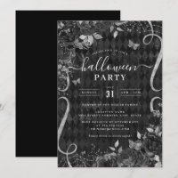 Scroll Black Dark Éffrayant Floral Halloween Party