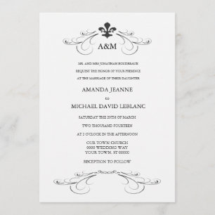 Invitation Scroll Fleur de Lis Wedding décoratif (gris)