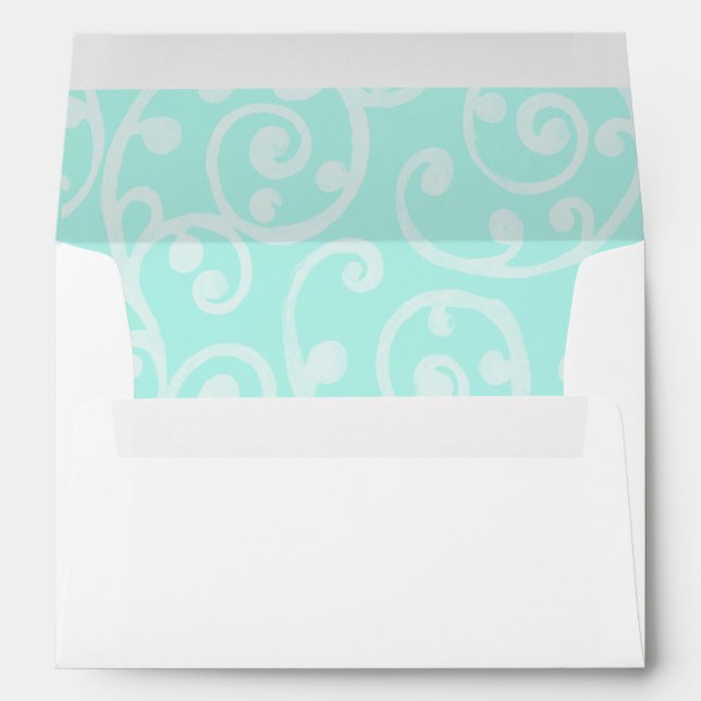 Invitation Scroll Pattern Envelope Aqua (Back (Bottom))