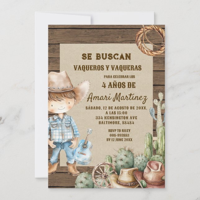 Invitation Se Buscan Recherché Espagnol Occidental Cowboy Ann (Devant)