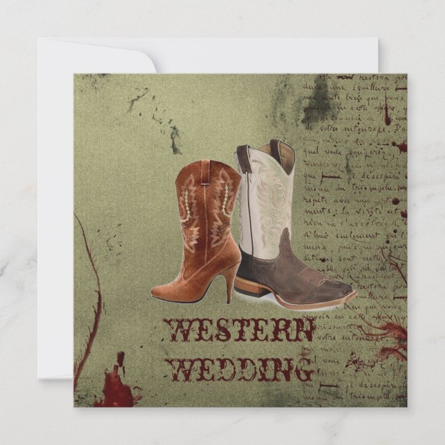 Invitation se marier bottes de cowboy occidental mariage (Devant)