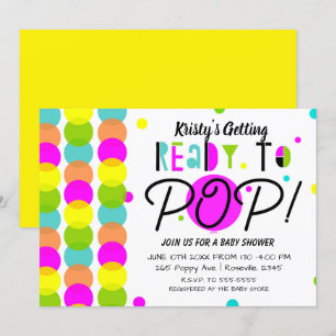 Invitation Se préparer à pop Baby shower coloré moderne