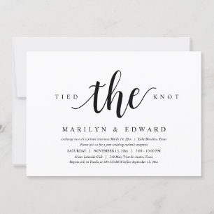 Invitation Se sont mariés, élopement moderne de mariage après