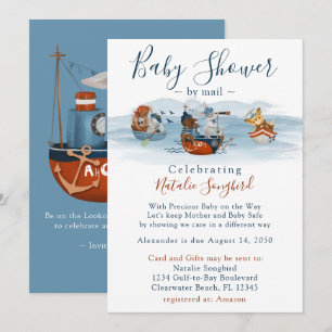 Invitation Sea Adventures Baby shower nautique par courrier