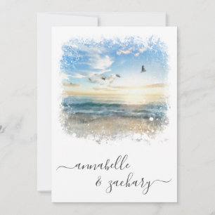 Invitation *~* Sea Artistic RSVP - Beach Ocean QR AR7 Mariage