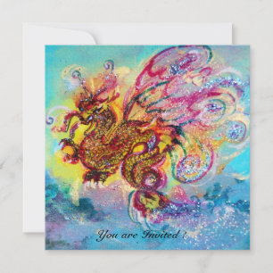 Invitation SEA DRAGON bleu violet violet jaune noir