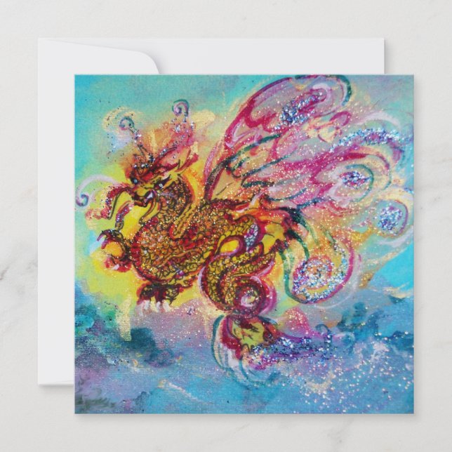 Invitation SEA DRAGON bleu violet violet jaune noir (Devant)