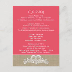 Invitation Sea Garland Tropical Beach Mariage Itinéraire