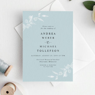 Invitation Sea Glass Light Turquoise Aqua Delicate Wedding