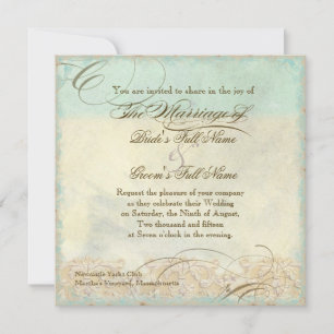 Invitation Sea Turtle Modern Coastal Ocean Beach Swirls